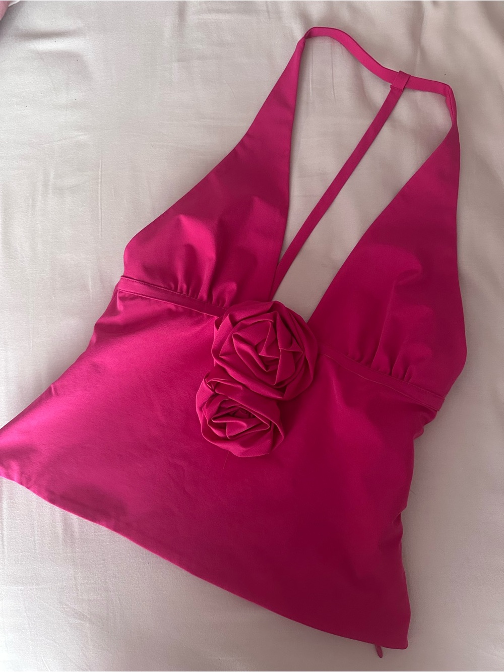 Zara Pink Rosette Plunge Top